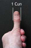 1 cun = 1 thumb width